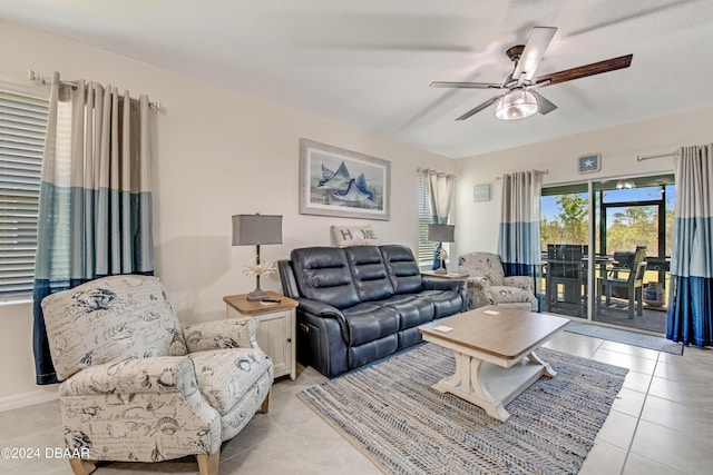 1362 Cork Dr, Ormond Beach, FL 32174 - living area featuring ceiling fan and light tile patterned floors