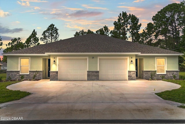 view of front of house with a garage