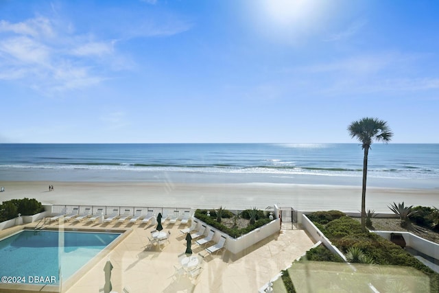 property view of water featuring a view of the beach