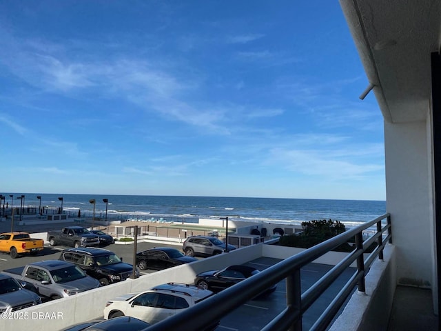 view of water feature featuring a beach view