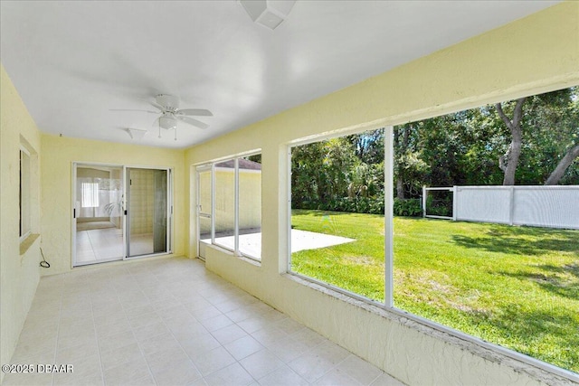 744 Hawks Ridge Rd, Port Orange, FL 32127 - unfurnished sunroom with a ceiling fan