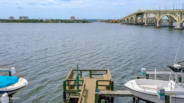 view of dock featuring a water view