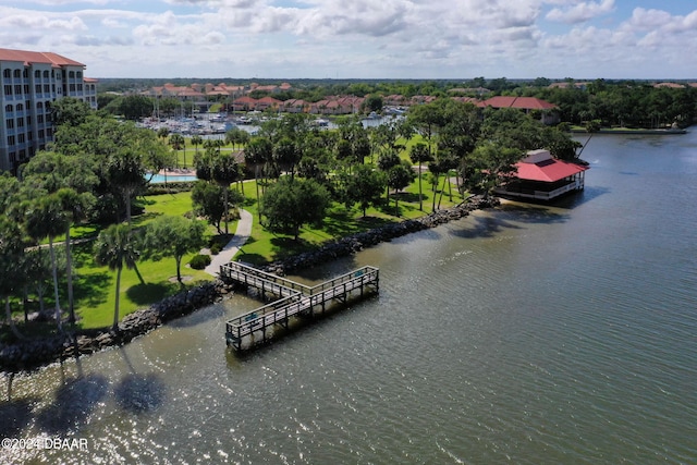 bird's eye view featuring a water view