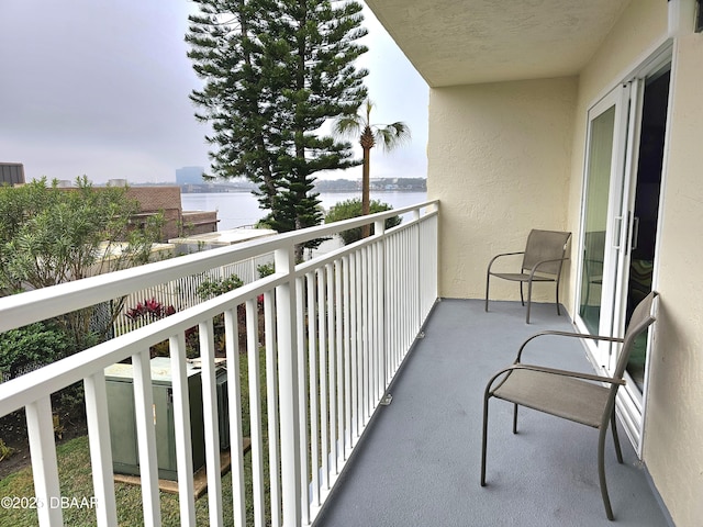 balcony with a water view