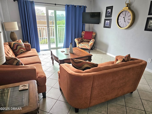 view of tiled living room