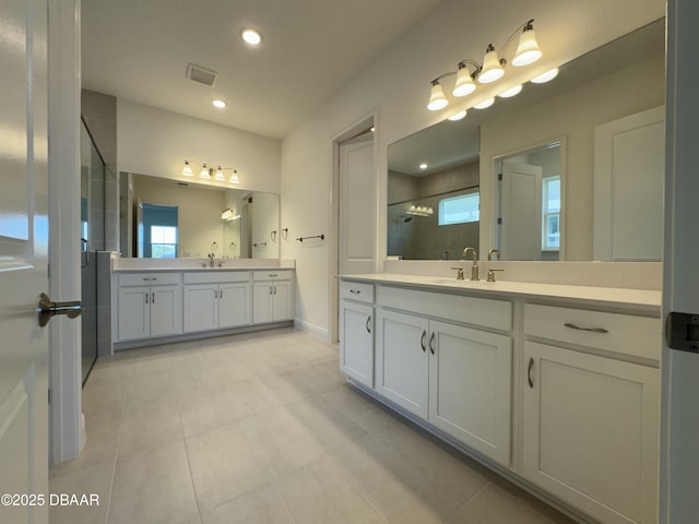 2009 Divot Dr, Daytona Beach, FL 32124 - full bathroom with a sink, visible vents, a wealth of natural light, and a shower stall