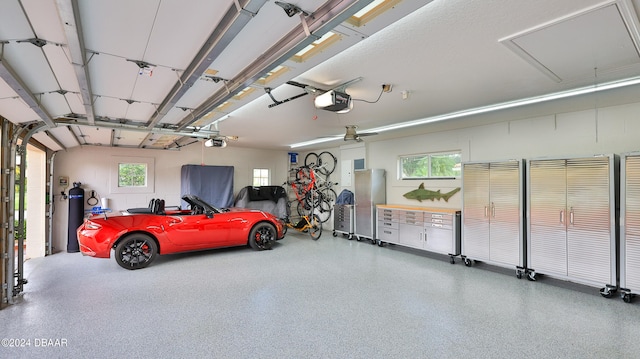 garage with a garage door opener