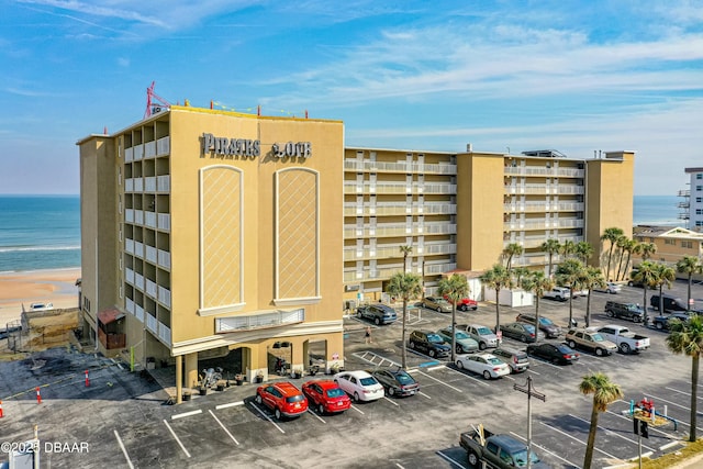 view of building exterior featuring a water view