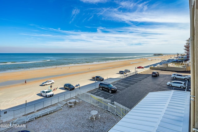 property view of water featuring a view of the beach