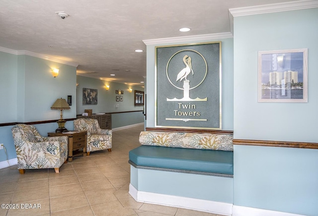 3311 S Atlantic Ave Unit 602, Daytona Beach Shores, FL 32118 - interior space with crown molding, baseboards, recessed lighting, and a security system