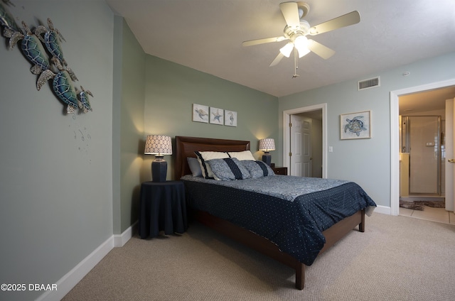 3311 S Atlantic Ave Unit 602, Daytona Beach Shores, FL 32118 - bedroom with light colored carpet, baseboards, and ceiling fan
