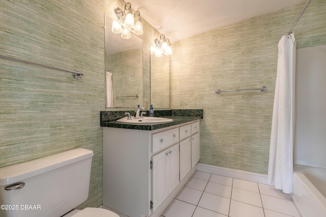 3622 Ocean Shore Blvd, Ormond Beach, FL 32176 - full bathroom featuring tile patterned flooring, vanity, tile walls, and shower / bath combination with curtain