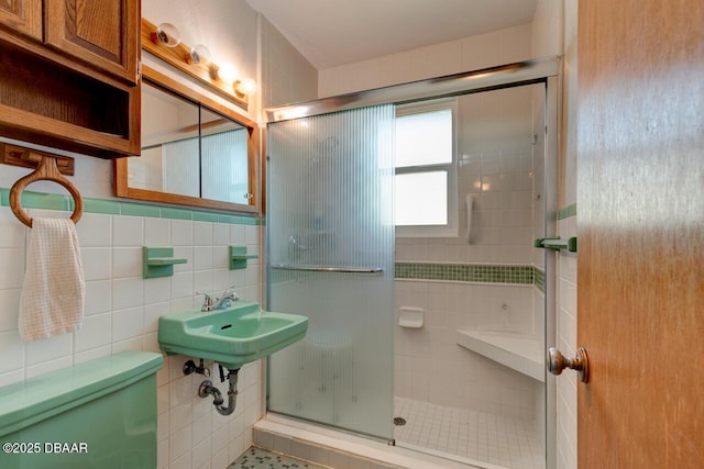 37 Berkley Rd, Ormond Beach, FL 32176 - full bathroom with a shower stall and tile walls