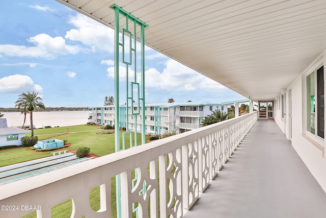 balcony with a water view