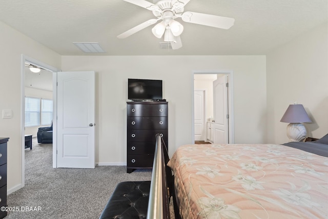 bedroom featuring carpet and ceiling fan