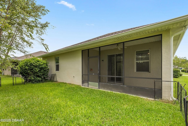 115 Pergola Pl, Ormond Beach, FL 32174 - rear view of property featuring stucco siding and ceiling fan