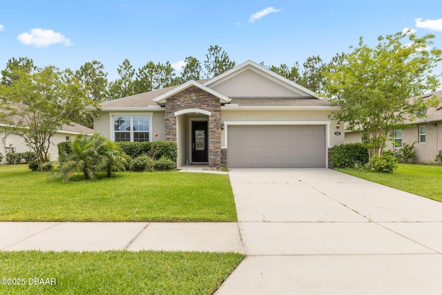 115 Pergola Pl, Ormond Beach, FL 32174 - view of front facade featuring an attached garage, stone siding, and stucco siding