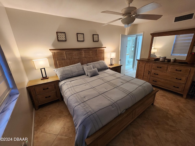 2800 N Atlantic Ave Unit 1006, Daytona Beach, FL 32118 - tiled bedroom with ceiling fan