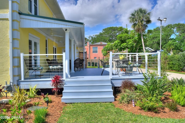 wooden deck featuring covered porch