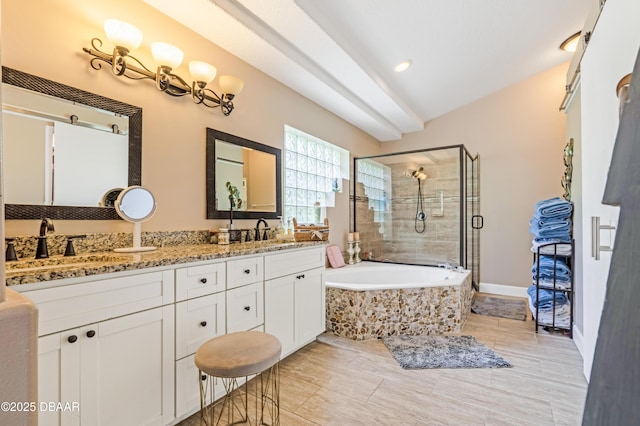 1405 Florida Moss Ln, Port Orange, FL 32128 - full bathroom featuring a shower stall, a bath, and double vanity