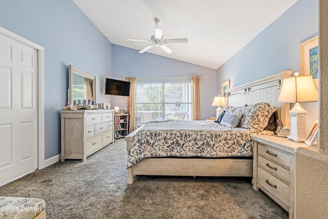 1405 Florida Moss Ln, Port Orange, FL 32128 - carpeted bedroom with vaulted ceiling and a ceiling fan