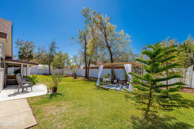 view of yard featuring a fenced backyard and a patio