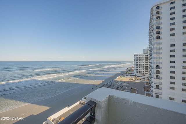 property view of water featuring a view of the beach