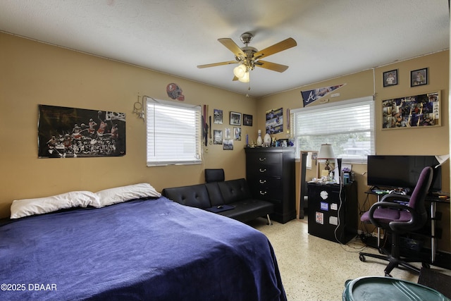 bedroom featuring ceiling fan