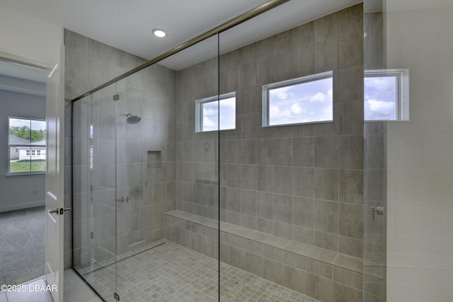 1316 Loftwedge Cir, Daytona Beach, FL 32124 - full bathroom featuring a stall shower, plenty of natural light, and recessed lighting