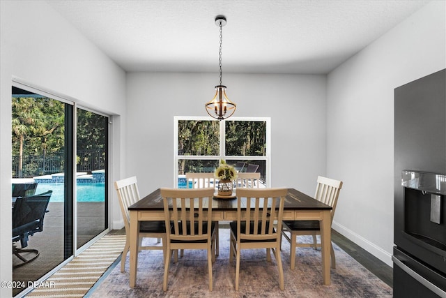 dining room with plenty of natural light and dark hardwood / wood-style floors