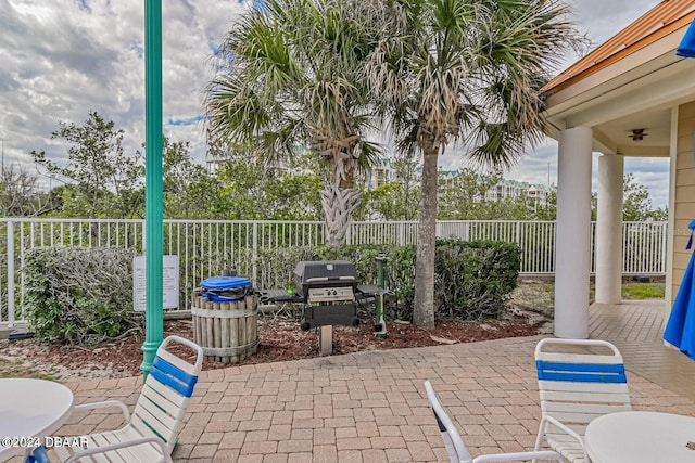 view of patio with a grill