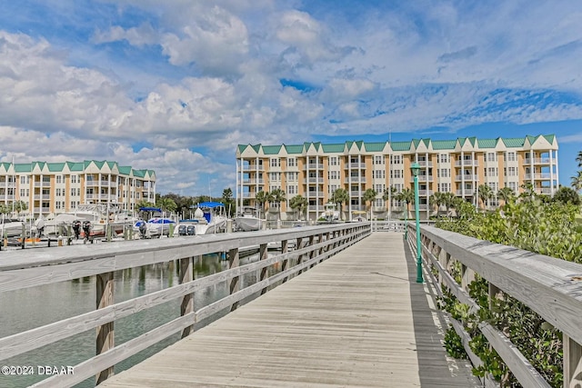 dock area featuring a water view