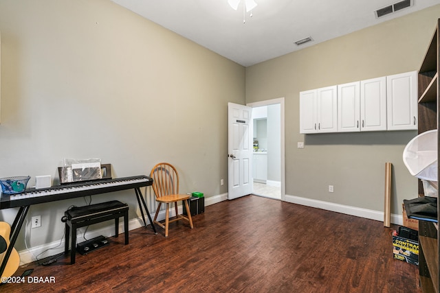 misc room with dark hardwood / wood-style flooring