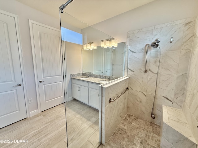 24 Shear Water Trl, Ormond Beach, FL 32174 - full bath featuring walk in shower, double vanity, and wood finished floors