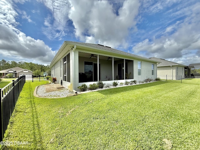 24 Shear Water Trl, Ormond Beach, FL 32174 - rear view of property with ceiling fan and stucco siding