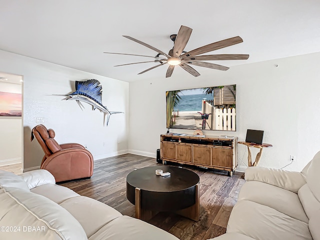 living room featuring dark hardwood / wood-style floors