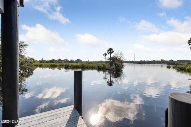 view of dock featuring a water view