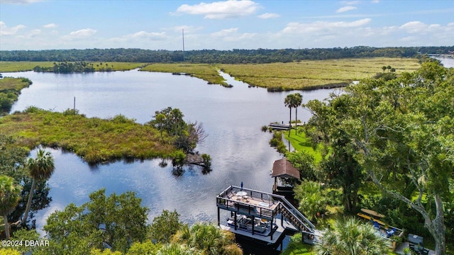 bird's eye view with a water view and a rural view