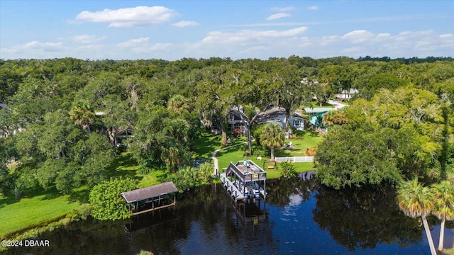 bird's eye view featuring a water view