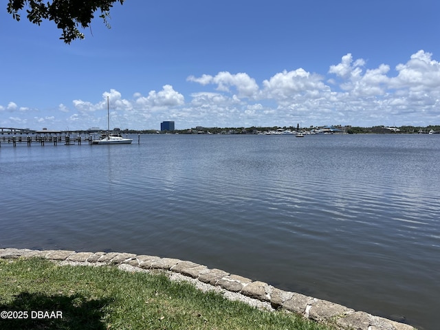 411 N Halifax Ave Unit 203, Daytona Beach, FL 32118 - water view featuring a dock