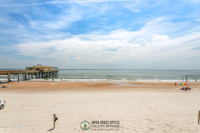 property view of water featuring a view of the beach