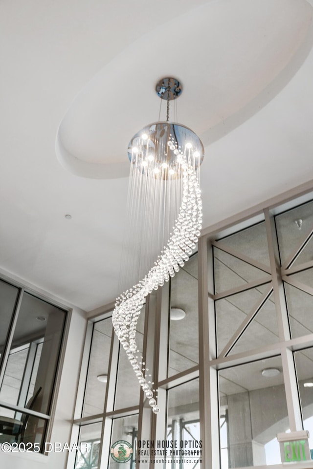 details with a notable chandelier