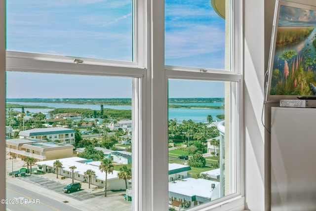 doorway with a water view