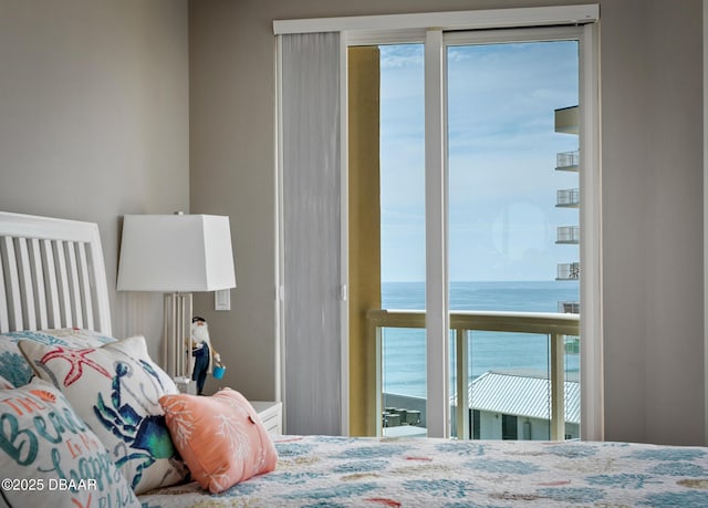 bedroom with a water view