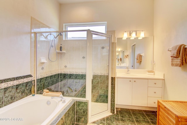 3288 Spruce Creek Gln, Port Orange, FL 32128 - full bath featuring vanity, a shower stall, and a garden tub