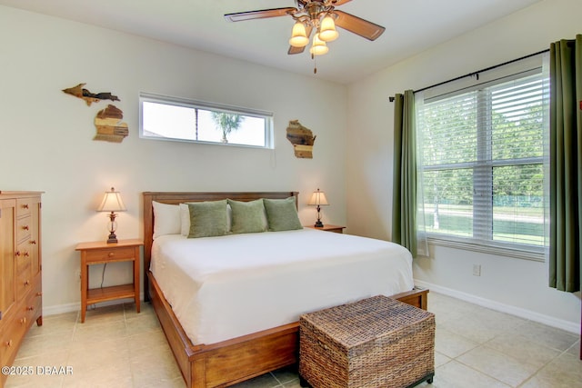 3288 Spruce Creek Gln, Port Orange, FL 32128 - bedroom featuring multiple windows, light tile patterned floors, and ceiling fan