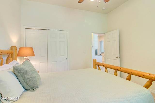 3288 Spruce Creek Gln, Port Orange, FL 32128 - bedroom with a closet and a ceiling fan