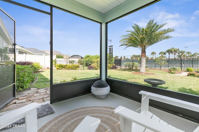 view of unfurnished sunroom