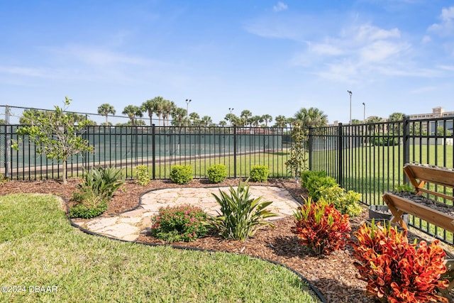 view of yard with a water view