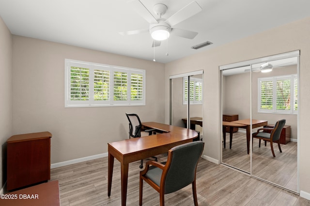 1010/1020 Big Tree Rd, Daytona Beach, FL 32119 - office with ceiling fan, healthy amount of natural light, and light wood-type flooring